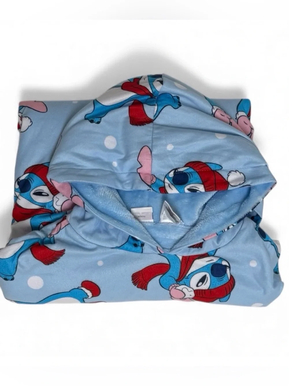 Disney Stitch Wearable Blanket Hoodie S/M Blue Fleece Christmas Loungewear